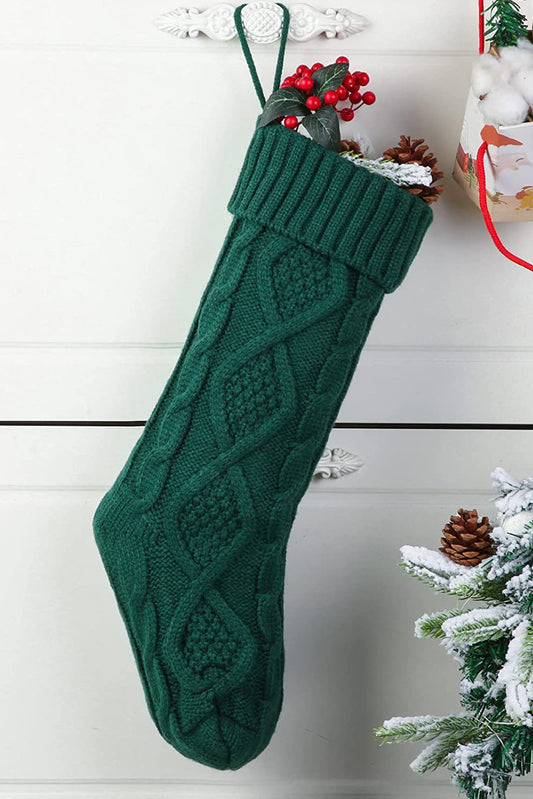 Blackish Green Textured Knit Christmas Stocking Ornament