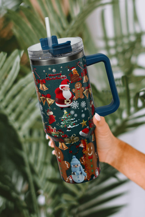 Iceland Blue Christmas Pattern Print Handled Stainless Steel Tumblers