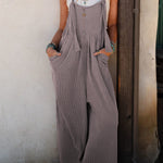 Philippine Gray Corded Adjustable Straps Wide Leg Loose Overall