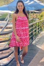 Rose Leopard Print Lace Trim Flared Sundress