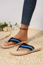 Blue Woven Strap Flat Flip Flops