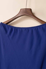 Blue Solid Color One Shoulder Batwing Sleeve Mini Dress