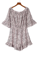 Off-the-shoulder Leopard Print Ruffle Romper