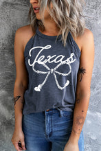 Blue Texas Rope Bow Knot Print Slim Fit Tank Top