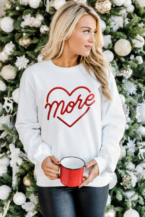 Heart Shaped Embroidered Pullover Sweatshirt