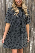 Vintage Washed Leopard T-Shirt Dress with Pockets