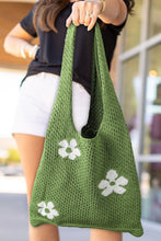 Spinach Green Flower Eyelet Crochet Large Single Shoulder Bag