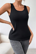 Black Ribbed Fleece Lined Tank Top