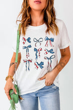 White American Flag Pattern Bowknot Graphic Tee