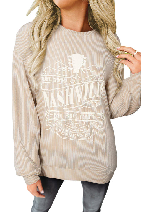 Black NASHVILLE MUSIC CITY Corded Graphic Sweatshirt