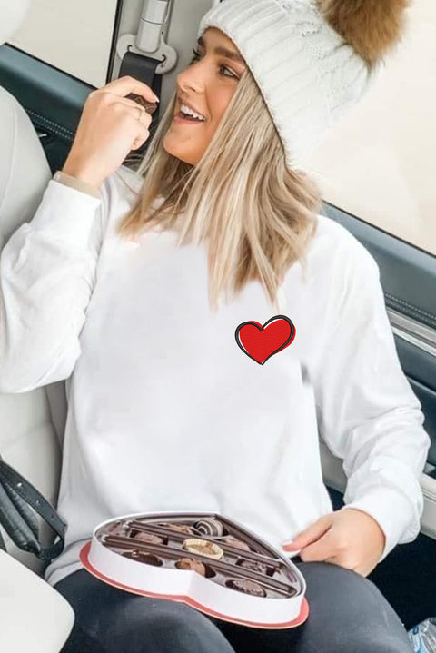 Heart Shaped Embroidered Pullover Sweatshirt