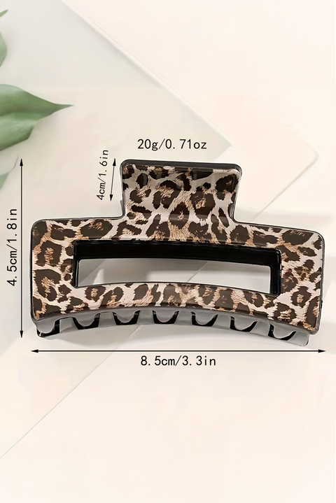 Parchment Leopard Print Hollow Out Square Large Hair Claw Clip