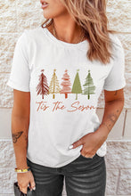 White Cute Christmas Trees Print Crew Neck T Shirt