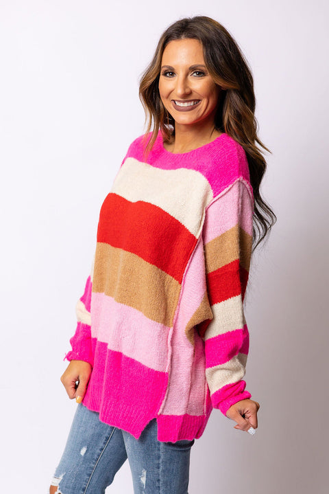 Mix Horizon Stripes Dolman Sleeve Sweater