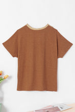 Brown Asymmetric Cut out Colorblock T Shirt