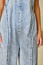 Beau Blue Light Wash Frayed Exposed Seam Wide Leg Denim Overall