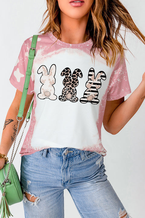 Love Always Heart Leopard Bleached Print Graphic T Shirt