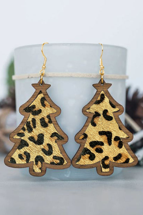 Pendientes colgantes con estampado de patrón en forma de árbol de Navidad