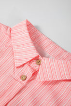 Pink Stripe Floral Patchwork Tunic Loose Fit Shirt