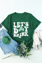 Green Lets Day Drink Clover Print Round Neck T Shirt