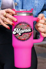 Taza aislante de acero inoxidable con estampado de leopardo Mama con asa de 40 oz