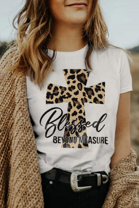 Khaki AMEN Leopard Print Short Sleeve Graphic T Shirt