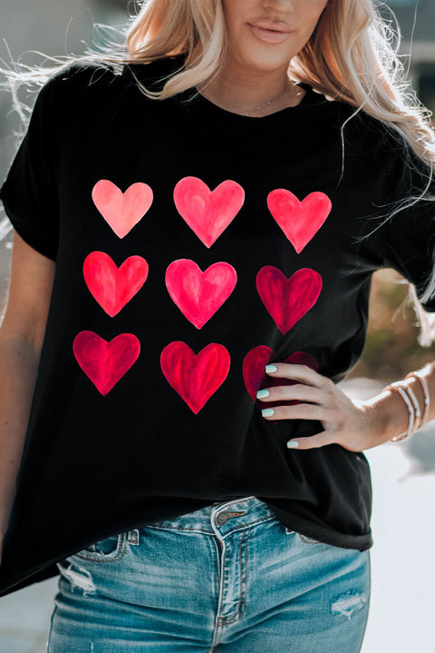 Camiseta con estampado de corazón y lentejuelas