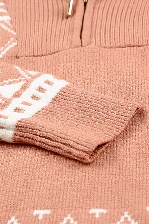 Geometry Knit Quarter Zip Sweater