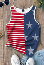 Red USA Flag Printed Round Neck Tank Top