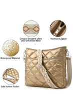 Gold Quilted Large Capacity Shoulder Bag