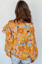 Ginger Floral Print Ruffle Puff Sleeve Blouse