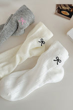 White Bow Knot Cotton Ankle Socks