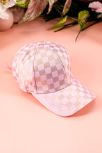 Light Pink Checkered Print Adjustable Baseball Cap