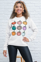 Beige Vibrant Pumpkins Print Crew Neck Halloween Sweatshirt