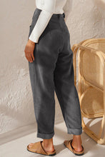 Black Corduroy High Waist Straight Leg Pants