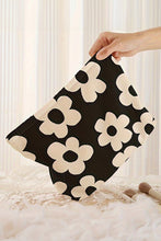 Black Colorful Flower Printed Rib Textured Cosmetic Bag