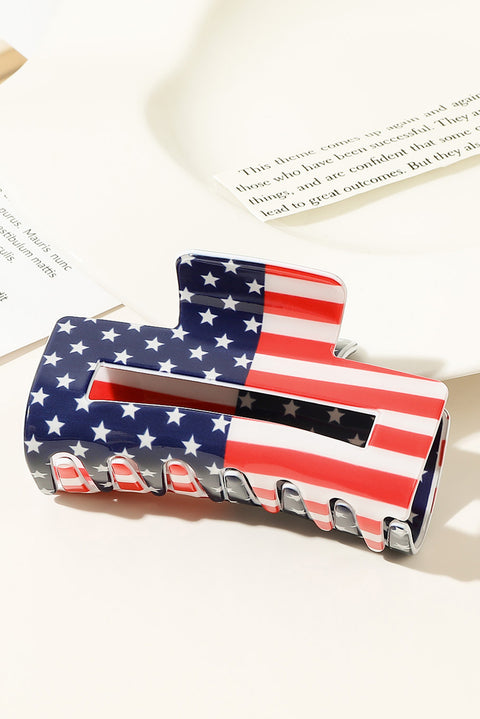 Dark Blue American Flag Print Square Claw Clip