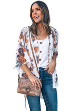 Floral Print Open Front Bell Sleeve kimono