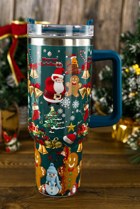 Iceland Blue Christmas Pattern Print Handled Stainless Steel Tumblers