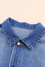 Blue Chest Pockets Drop Shoulder Loose Denim Jacket