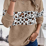 Parchment Leopard Quilted Patchwork Crew Neck Sweatshirt