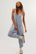 Gray Waffle Knit Spaghetti Straps Loose Fit Jumpsuit