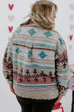 Chaqueta con botones y estampado azteca occidental de talla grande 