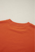 Orange Plain Drop Shoulder Crewneck Pullover Sweatshirt