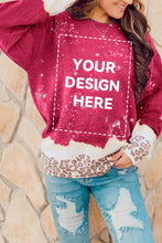 Snowy Christmas Graphic Leopard Bleached Sweatshirt