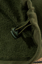 Moss Green Fleece Lined Half Zipper Kangaroo Pockets Loose Hoodie