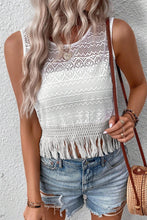 White Lace Crochet Hollow out Fringed Tank Top