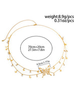 Gold Butterfly Decor Tassel Plate Alloy Layered Waist Chain