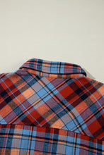 Red Plus Size Plaid Print Buttoned Shirt