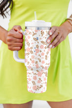 White Cute Flower Print Large Stainless Steel Tumbler 40oz